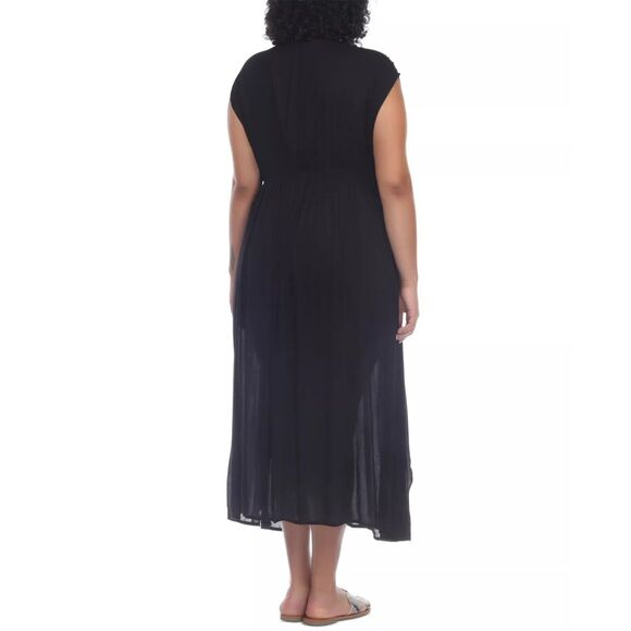 Raviya Women's Black Sleeveless Front Slit Swim Maxi Dress Cover Up Size 2X NWT - Picture 2 of 4